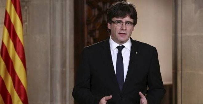 Carles Puigdemont durante una declaración institucional. EFE/Archivo