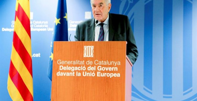 El conseller de Acción Exterior de la Generalitat de Cataluña, Ernest Maragall comparece ante los medios de comunicación en la delegación del Govern en Bruselas