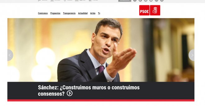 Portada de la página web del PSOE.