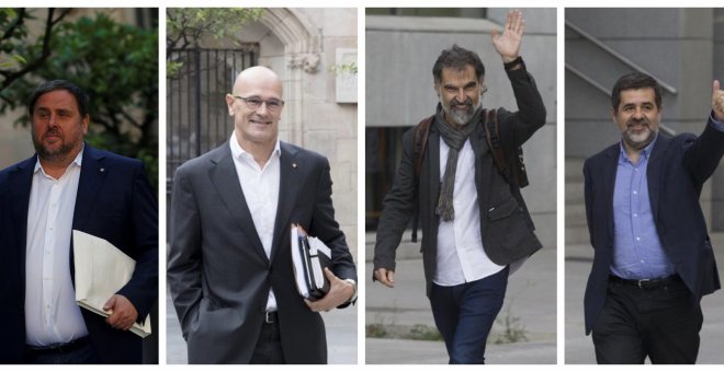 El exvicepresidente del Govern Oriol Junqueras, el exconseller Raül Romeva, el expresidente de la ANC Jordi Sánchez y el presidente de Omnium Cultural Jordi Cuixart.