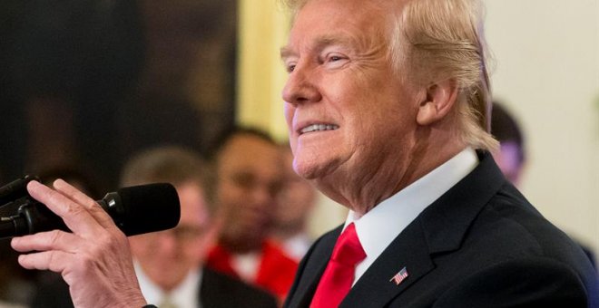 El presidente de los Estados Unidos, Donald J. Trump, durante una rueda de prensa en la Casa Blanca. / EFE