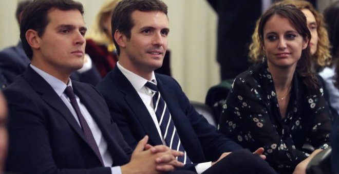 El líder de Ciudadanos, Albert Rivera, y el nuevo presidente del PP, Pablo Casado / Imagen de archivo - EFE