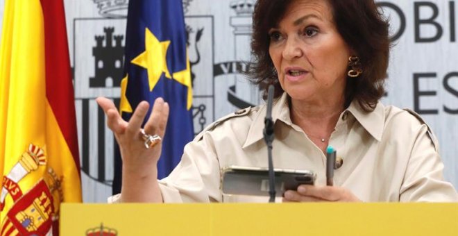 Carmen Calvo, vicepresidenta del Gobierno y Ministra de Igualdad tras la reunión de la Conferencia Sectorial de Igualdad de esta martes / EFE