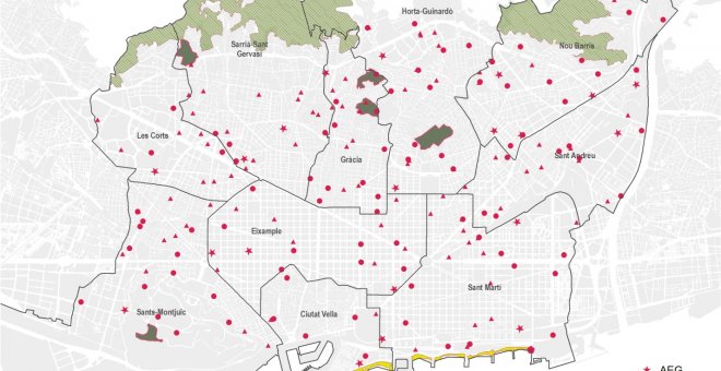 Plano de la propuesta preliminar para perros desatados/ Ajuntament de Barcelona