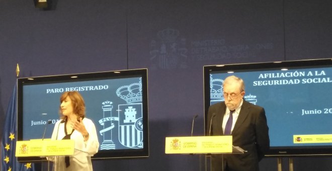 Los secretarios de Empleo y Seguridad Social, Yolanda Valdeolivas y Octavio Granado en rueda de prensa este jueves / Europa Press