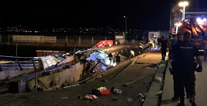 El desplome de una pasarela de madera durante una de las actuaciones del festival de 'O Marisquiño' de Vigo ha causado un total de 266 personas heridas. / EFE