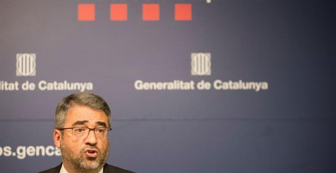 21/08/2018.- El director de los Mossos d'Esquadra, Andreu Joan Martínez, durante la rueda de prensa en la que ha defendido hoy que la actuación de la agente que ayer abatió a un supuesto terrorista que irrumpió en la comisaría de Cornellà (Barcelona) fue