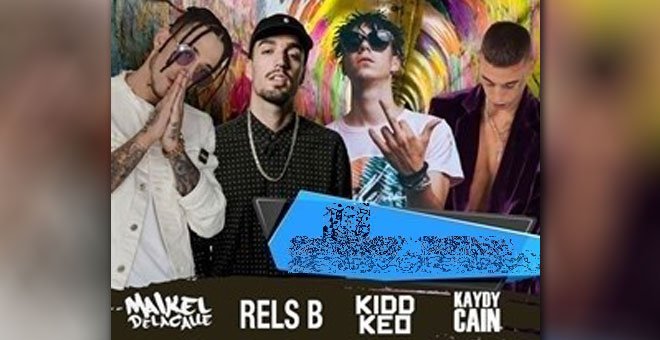 Cartel promocional del festival de Alcalá de Henares, con Kidd Keo como protagonista (segundo por la derecha). / Europa Press