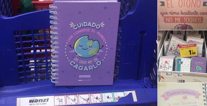 Imagen de las agendas en la zona escolar de un centro comercial, tal y como lo denunciaba una usuaria.