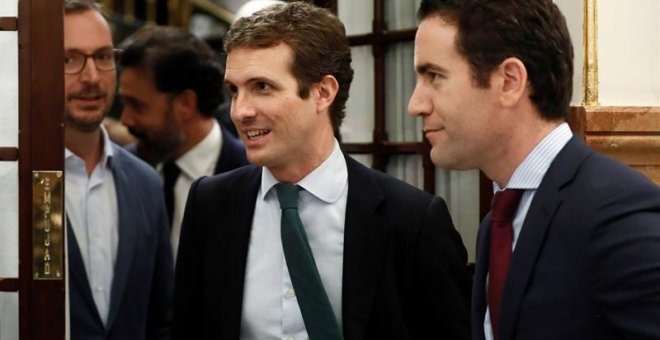 Pablo Casado y Teodoro García Egea, en el Congreso hace unos días. EFE/Mariscal