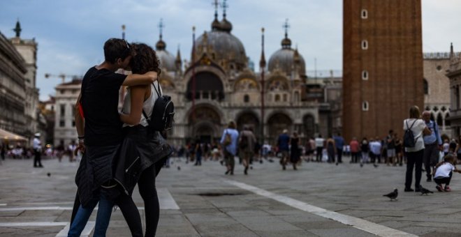 Turistas en la Plaza de San Marcos, Venecia. - AFP