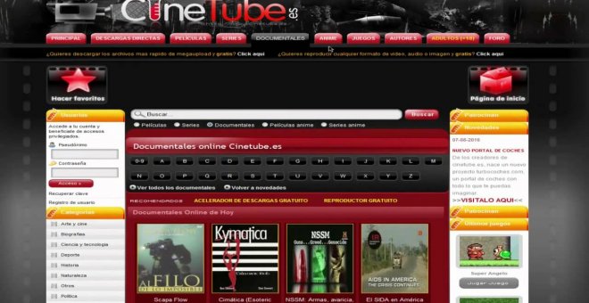 Pantalla histórica de Cinetube. ARCHIVO