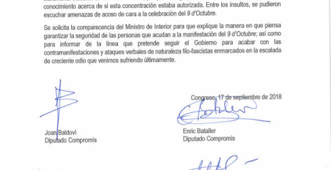 Petición de comparecencia por parte de Compromís del ministro de Interior, Fernando Grande-Marlaska.