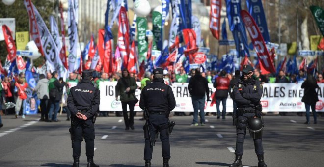 Imagen de una protesta de funcionarios de prisiones en Madrid en febrero de este año. - EFE