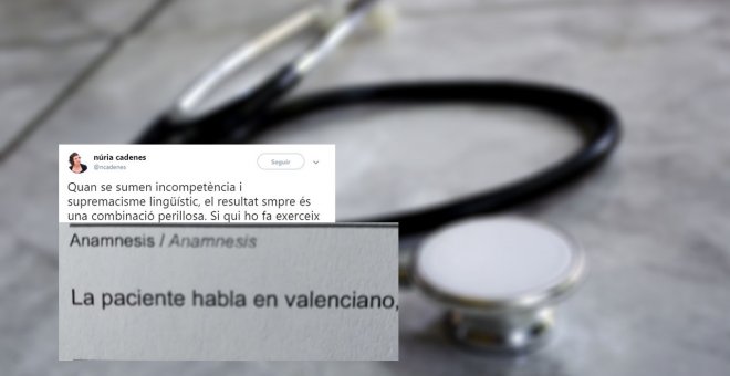 Imagen del parte médico de una paciente que denuncia discriminación lingüística en Valencia.