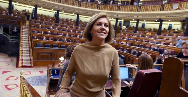 30/10/2018.- La ex secretaria general del PP María Dolores de Cospedal a su llegada al hemiciclo esta tarde en el Congreso. EFE/ Fernando Villar