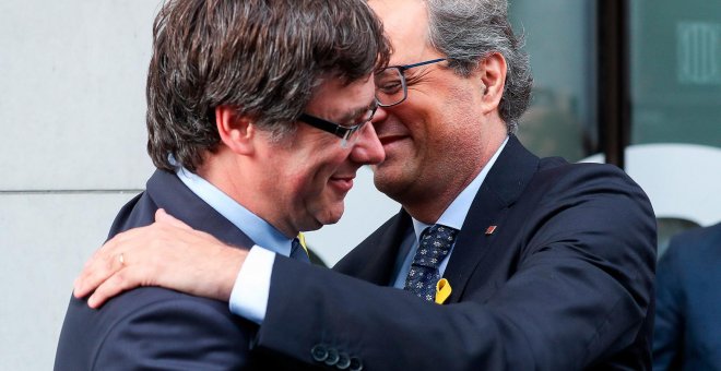 Imagen de archivo de Carles Puigdemont y Quim Torra en Bruselas/EFE