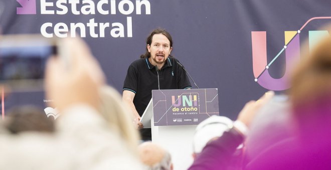 Pablo Iglesias, secretario general de Podemos, durante un mitin en la Universidad de Otoño del partido / Daniel Gago - Podemos