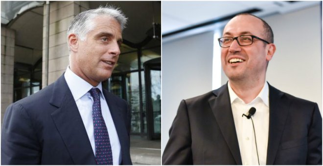 Los próximos consejeros delegados del Banco Santander, el italiano Andrea Orcel (i.), y del BBVA, el turco Onur Genç (d.). REUTERS