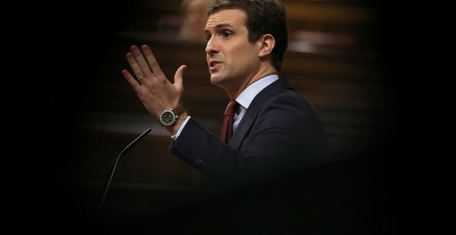 El presidente del PP, Pablo Casado, en el Congreso de los Diputados. REUTERS/Susana Vera