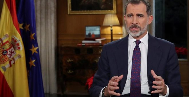 El rey Felipe VI, durante el tradicional mensaje de Navidad, el quinto de su reinado. - EFE