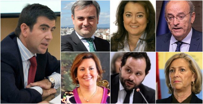 De izquierda a derecha y de arriba a abajo: Fermin Oslé, José Enrique Nuñez, Dolores Navarro, Pedro Corral, Paz González, Diego Sanjuanbenito y Concepción Dancausa