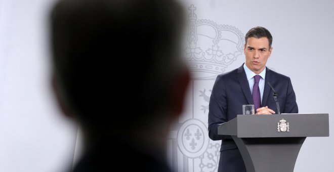 El presidente del Gobierno, Pedro Sánchez, durante su comparecencia antes los medios en el Palacio de La Moncloa tras el último Consejo de Ministros de 2018. REUTERS/Susana Vera