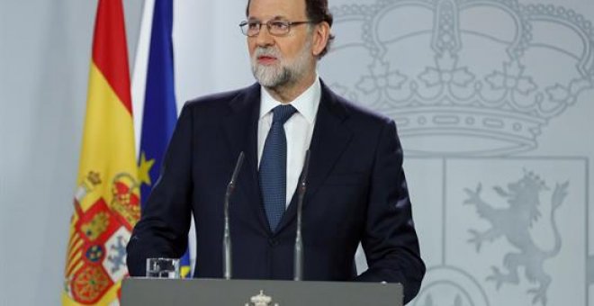 Mariano Rajoy en un momento de su declaración institucional en la que anunció la aplicación del artículo 155. EFE/Archivo