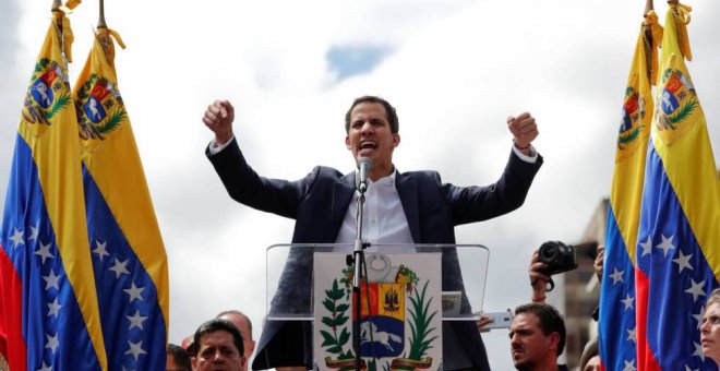 Juan Guaidó, este miércoles en Caracas. CARLOS GARCÍA RAWLINS (REUTERS)