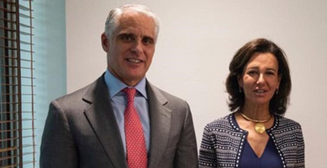 El banquero italiano Andra Orcel con la presidenta del Banco Santander, Ana Botín.