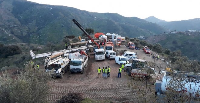 Los efectivos de rescate continuaban trabajando en la búsqueda de Julen. EFE/ Bomberos de Málaga