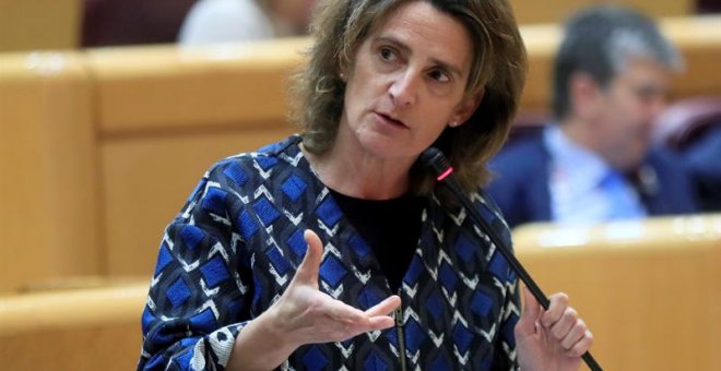 La ministra para la Transición Ecológica, Teresa Ribera, durante la sesión de control al Gobierno en el Pleno del Senado, el martes en Madrid. EFE/ Fernando Alvarado