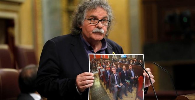 Joan Tardà, portavoz de ERC, durante el debate de los Presupuestos de 2019 en el Congreso / EFE