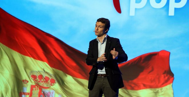 El presidente del Partido Popular, Pablo Casado, durante una intervención en Granada.- EFE