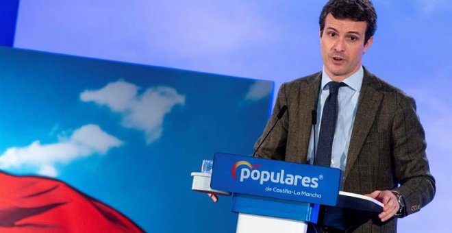 Pablo Casado en un acto del PP en Toledo. (ISMAEL HERRERO | EFE)