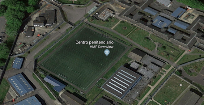 Vista aérea del centro penitenciario de Downview (Inglaterra). / Google Maps