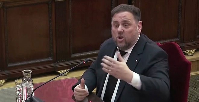 Oriol Junqueras, candidato de ERC al Congreso, en el juicio del procés. / REUTERS