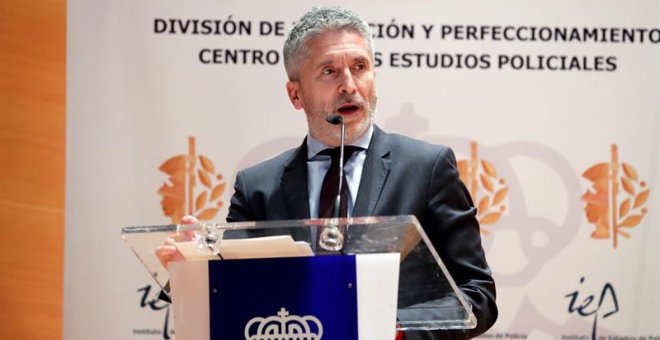 El ministro del Interior, Fernando Grande-Marlaska, en un acto organizado por el Centro de Altos Estudios Policiales en colaboración de la Oficina Nacional de Igualdad de Género de la Policía Nacional. /EFE