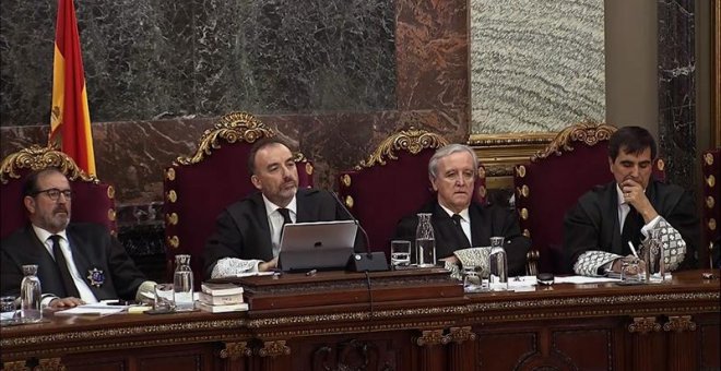 El presidente del Tribunal Manuel Marchena, junto a los jueces Andrés Martínez, Juan Ramón Berdugo y Antonio del Moral. EFE