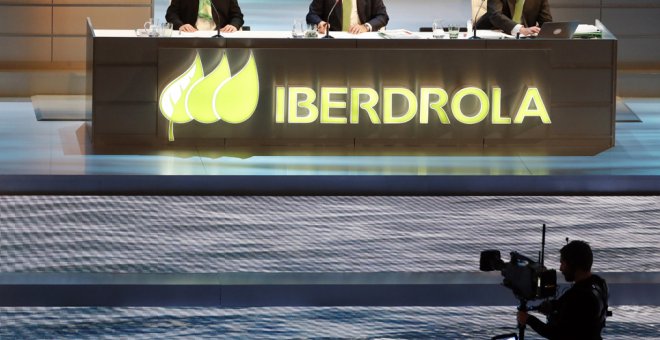 El presidente de Iberdrola, Ignacio Sánchez Galán, durante la Junta de Accionistas de la eléctrica en Bilbao. EFE/Luis Tejido.