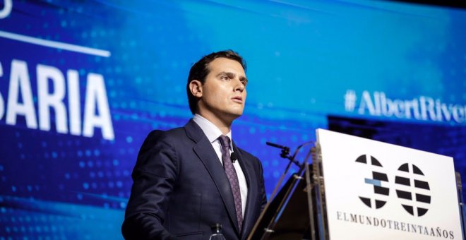 El presidente de Ciudadanos, Albert Rivera, en un foro organizado por el diario El Mundo este lunes.