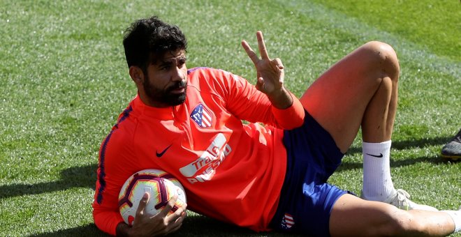 16/04/2019 - El delantero Atlético de Madrid Diego Costa durante el entrenamiento del equipo este martes en la Ciudad Deportiva Wanda Atlético de Madrid | EFE/ Kiko Huesca