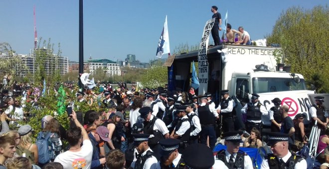 Manifestantes de Extinction Rebellion en Londres./Cristina Casero.