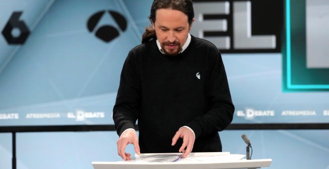 Pablo Iglesias durante el debate de Atresmedia / EFE