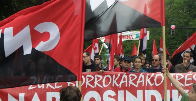 Manifestación en Bilbao en 2015, por el 1 de Mayo. Foto de archivo de CNT.