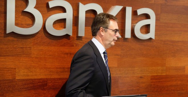 El consejero delegado de Bankia, José Sevilla, ofrece una rueda de prensa en Madrid para presentar los resultados de la entidad en el primer trimestre de 2019. EFE/ Paco Campos