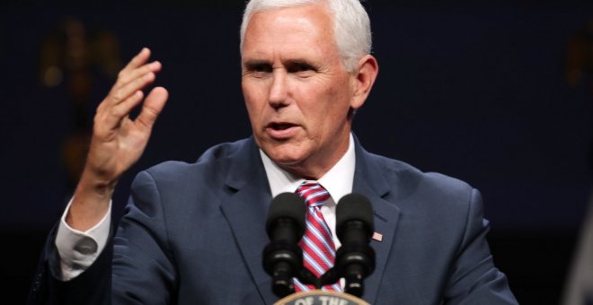 06/05/2019 - Mike Pence pronuncia el discurso de apertura de la exposición Satellite Access el 6 de mayo de 2019 en Washington DC. | AFP