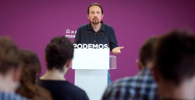 Pablo Iglesias en rueda de prensa para valorar los resultados del 26-M / EFE