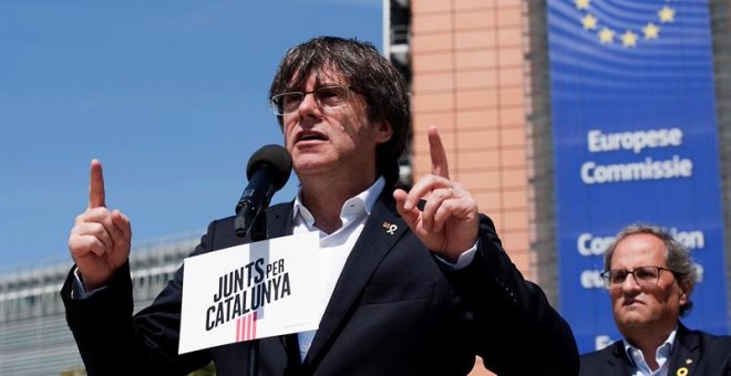 24/05/2019 - El expresidente catalán y candidato al Parlamento Europeo por JxCat, Carles Puigdemont, en una rueda de prensa este viernes en Bruselas, Bélgica | EFE/ Horst Wagner