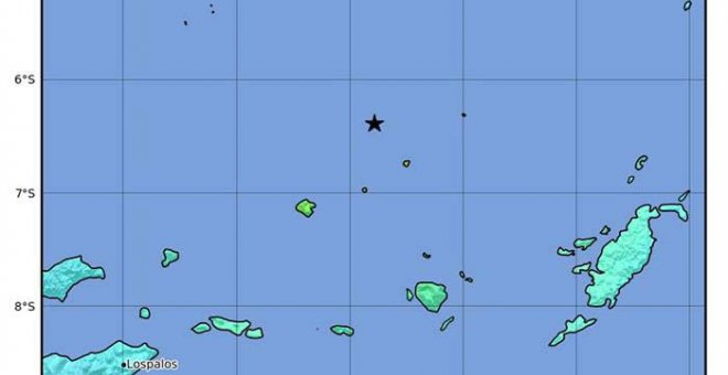 Una imagen del Servicio de Alerta Geológica de Estados Unidos muestra la localización de uno de los terremotos. (EFE)